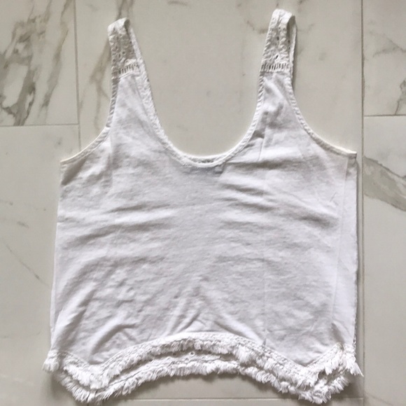 White Zara tank with cutout and fringe detail - Picture 4 of 5